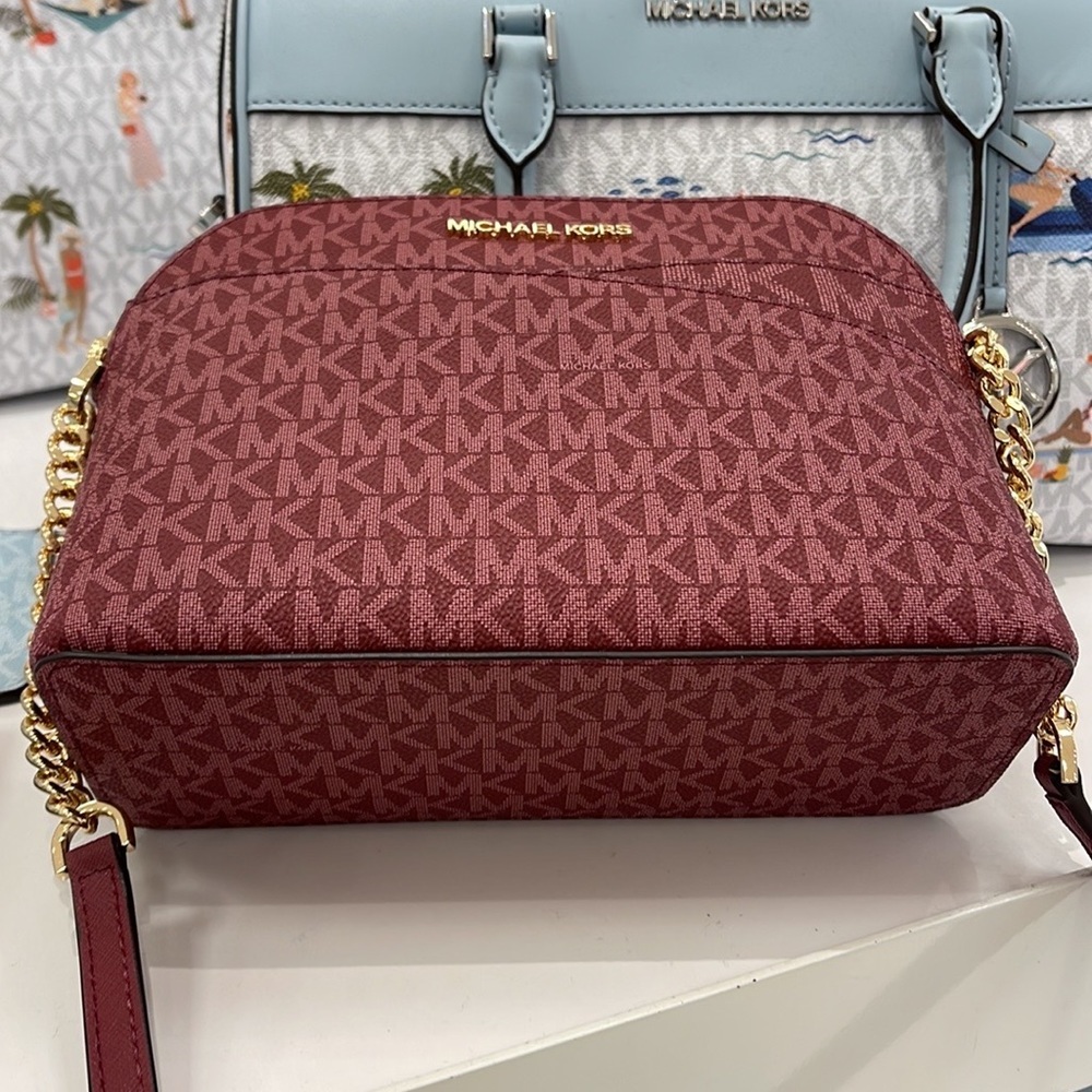 MICHAEL KORS Jet Set Medium Logo Dome Satchel Mulberry Multi - Picture 4 of 16